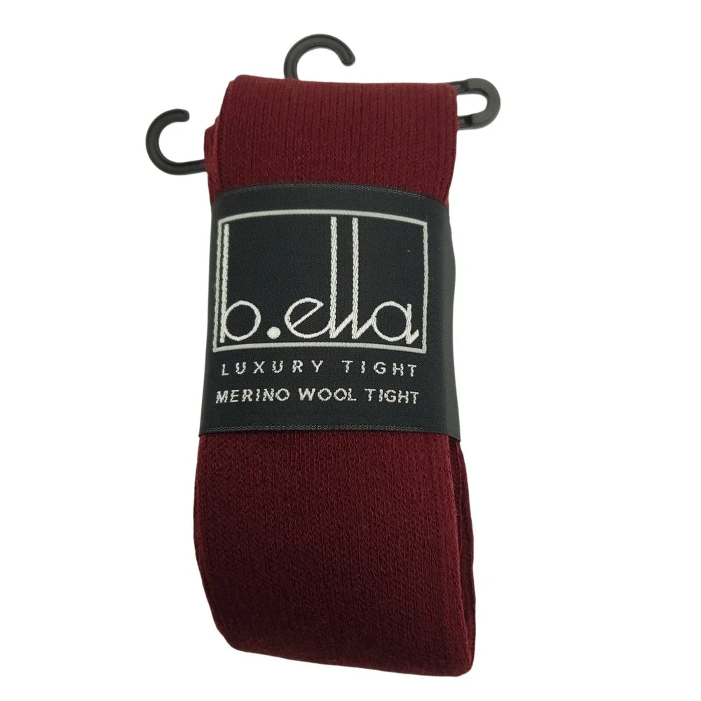 Burgundy Merino Wool Ribbed Tights Ladies Sz Small Karla Wine B.ella Italian New